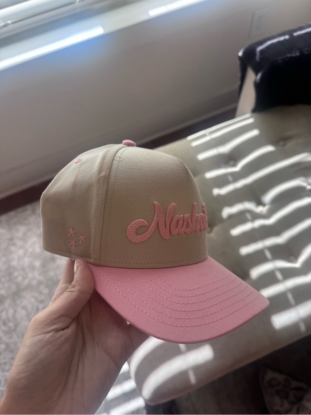 Nashville Two-Tone Baseball Cap - Pink & Tan